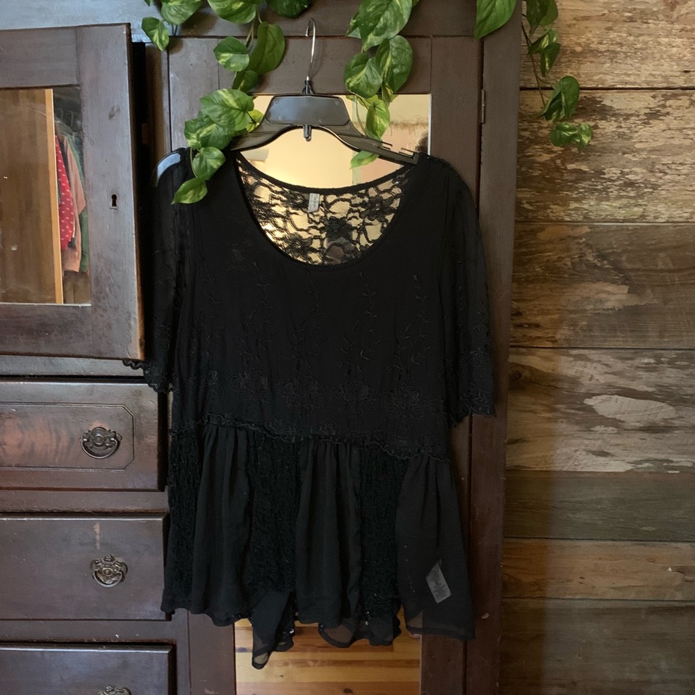 Free People top black lace